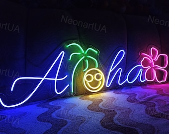 ALOHA ネオン LED サインライト ハワイ風 インテリア 照明 壁掛け ALOHA ネオン LED サインライト ハワイ風 インテリア 照明 壁掛け