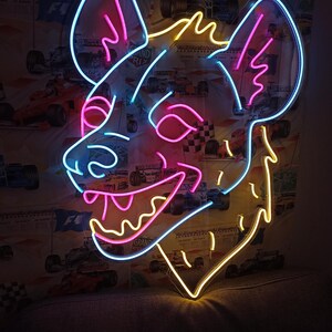 Hyena Head Neon Sign, Custom Hyena Head Neon Sign – Furry Neon Light Art – Unique Wall Decor – Neon Hyena Head Lamp image 9