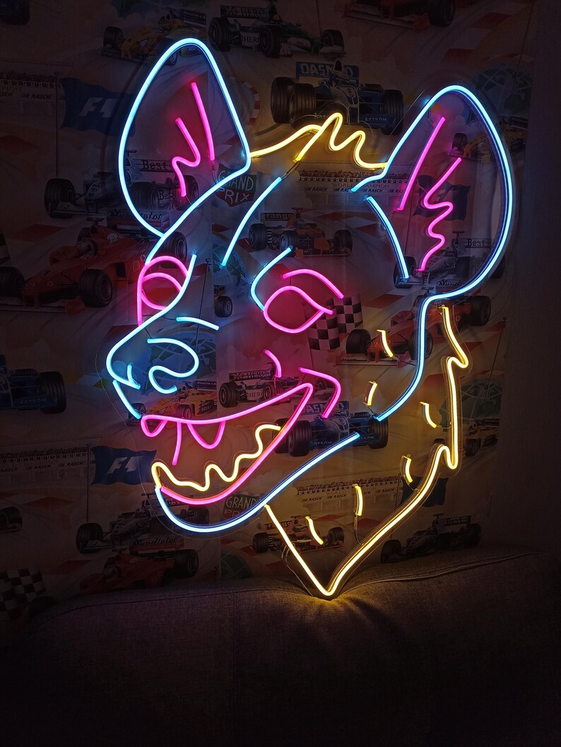 Hyena Head Neon Sign, Custom Hyena Head Neon Sign – Furry Neon Light Art – Unique Wall Decor – Neon Hyena Head Lamp image 9
