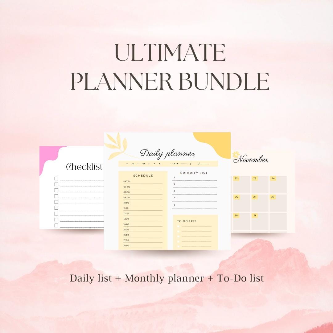 Ultimate Planner Bundle Printable, Daily Planner + Monthly Planner + to ...