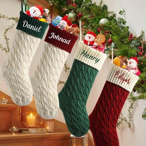 Personalized Family Christmas Stockings,2024 Embroidered Christmas Stocking,Knitted Stockings With Name,Monogram Stocking,Holiday Decor Gift