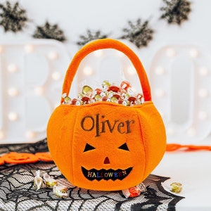 Halloween Korb für Kinder, Süßes oder Saures Tasche, Halloween Korb bestickt, Halloween Candy Bucket, Halloween Tote, Halloween Candy Bucket