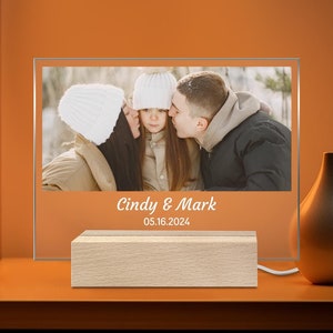 Personalized Photo Night Light: Custom Acrylic LED Lamp, Bedroom Decor