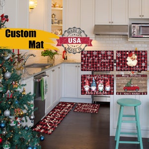 Red Truck Xmas Tree Kitchen Rugs and Mats Large Merry Christmas Anti  Fatigue Kitchen Floor Mat Farmhouse Wood Grain Comfort Standing Mat  Waterproof Kitchen Sink Mat for Floor Kitchen 