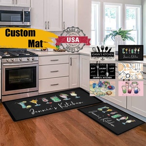 Personalized Kitchen Mat: Custom Utensil Design, Non-Slip Waterproof Rug