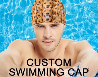 Custom Swimming Cap, Dog Photo Swim Cap, Pet Swimmer Cap, Swim Hat, Personalized Swim Caps for Men Women, Swim Bathing Cap, Gift For Swimmer