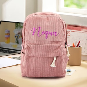 Sac à dos en velours côtelé fait main, cartables brodés personnalisés pour enfants et tout-petits, sac à dos personnalisé pour enfant, cartables pour enfants avec noms