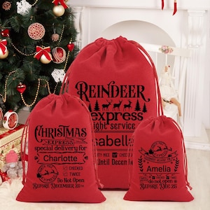 Personalised Santa Sack, Large Christmas Sack, Personalised Christmas Toy Sack Name Initial, Christmas Gift Bag, First Christmas Gift