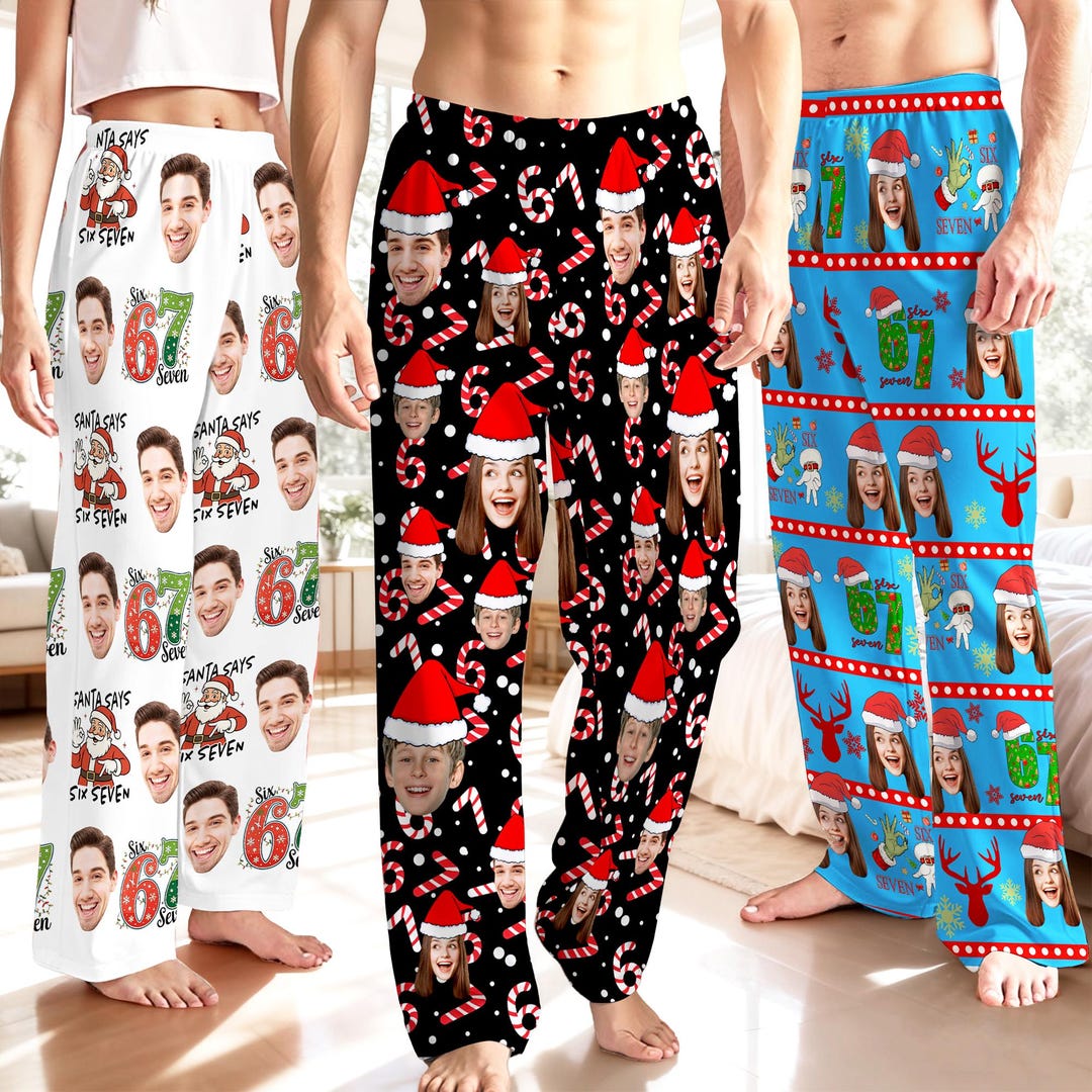 Custom 67 Meme Face Pajama Pants: Personalized Six Seven & Photo Mother ...