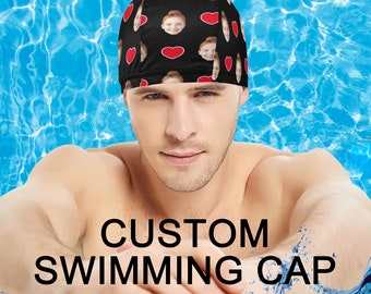 Custom Photo Swimming Cap, Pet Swimmer Cap, Unisex Swimming Cap, Bathing Caps, Heart Swim Cap, Swim Caps for Women Swimming, Swimmer Gift