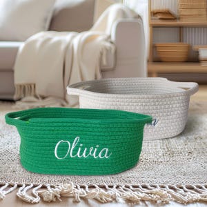 Panier De Rangement Personnalisé En Corde De Coton Pour Bébé – Avec Prénom – Décoration Chambre, Cadeau Naissance – Tissé à La Main
