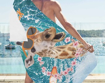 New Cute Giraffes Family Beach Bath Pool Towel Gift Giraffe Safari Zoo  30 x 60 