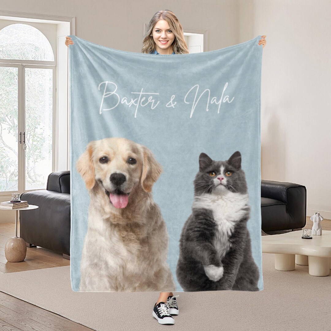 Custom Pet Photo Blanket | Personalized Dog & Cat Blanket - Etsy