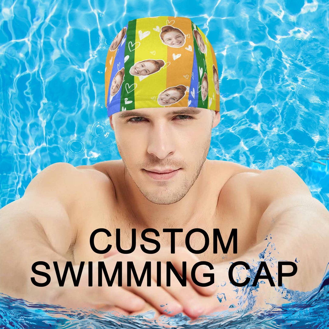 Custom Photo Swimming Cap, Swimming Hat, Unisex Swim Cap, Personalized ...