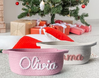 Personalized Rope Cotton Baby Basket: Newborn Gift, Toy Storage