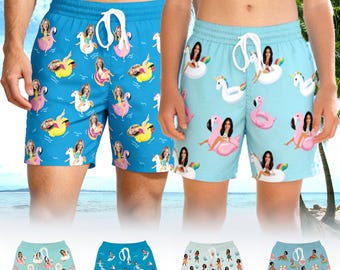 Custom Face Swim Trunks: Personalized Men's Beach Shorts