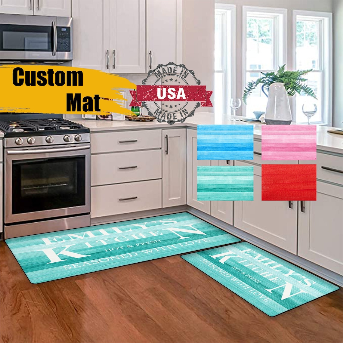 Custom Kitchen Mat Rugvivid Colors Kitchen Etsy