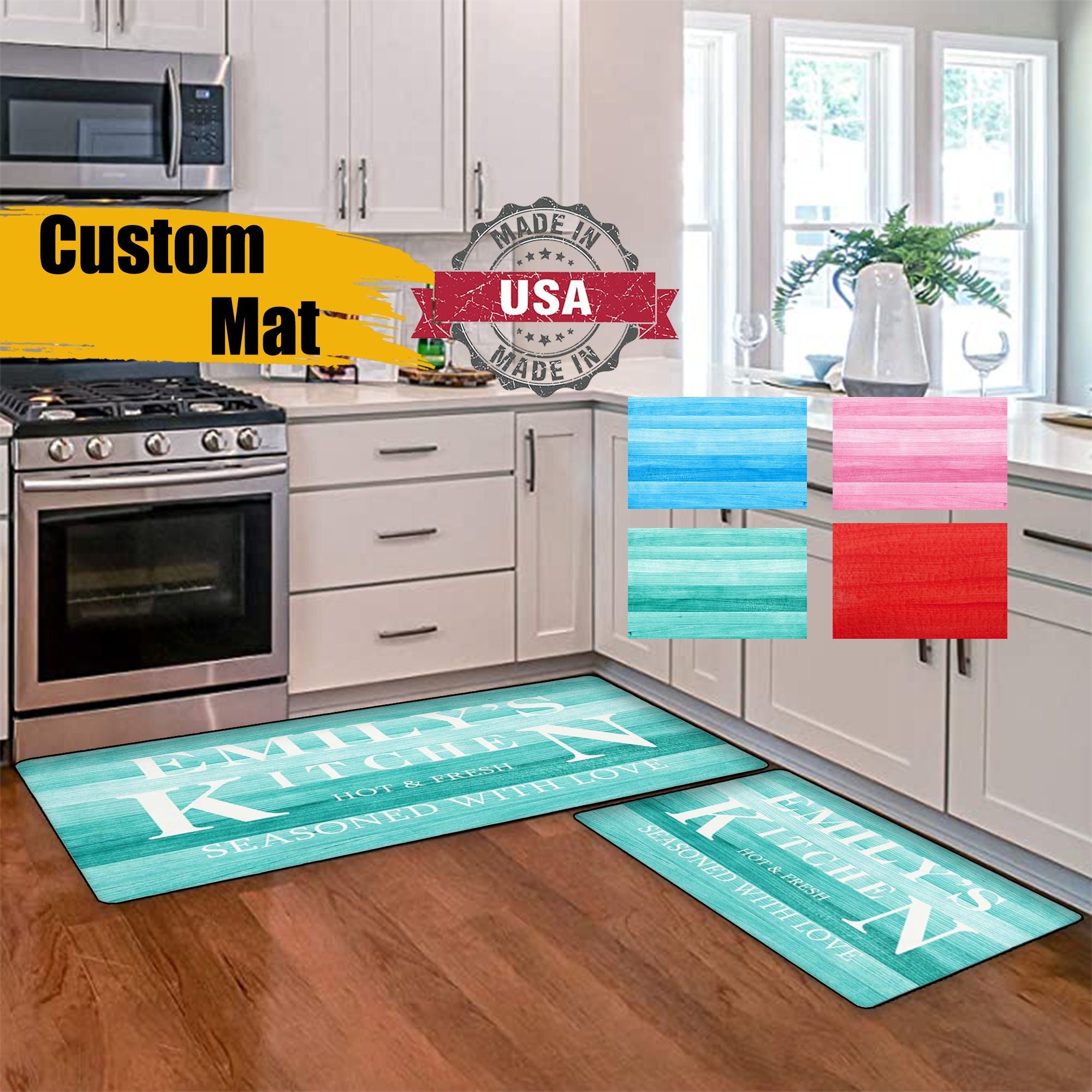 Custom Kitchen Mat Rugvivid Colors Kitchen Etsy