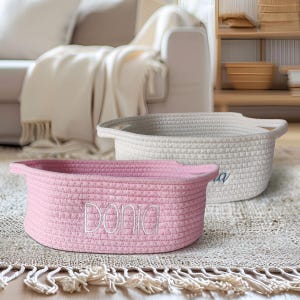 Babyparty-Geschenk-Korb, personalisierte Baby-Jungen-Namen-Baumwollseil-Korb-Geschenk, Babyspielzeug-Aufbewahrungs-Organisator-Kinderzimmerdekor, Neugeborenen Geschenk