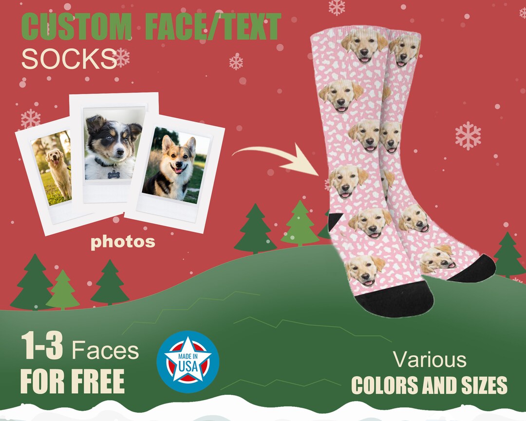 Personalized Dog Face Socks,pet Photo Socks,custom Pet Socks,funny Faces on Socks,put Your Cute