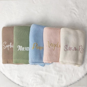 Embroidered Name Knit Baby Blanket: Personalized Cotton Gift