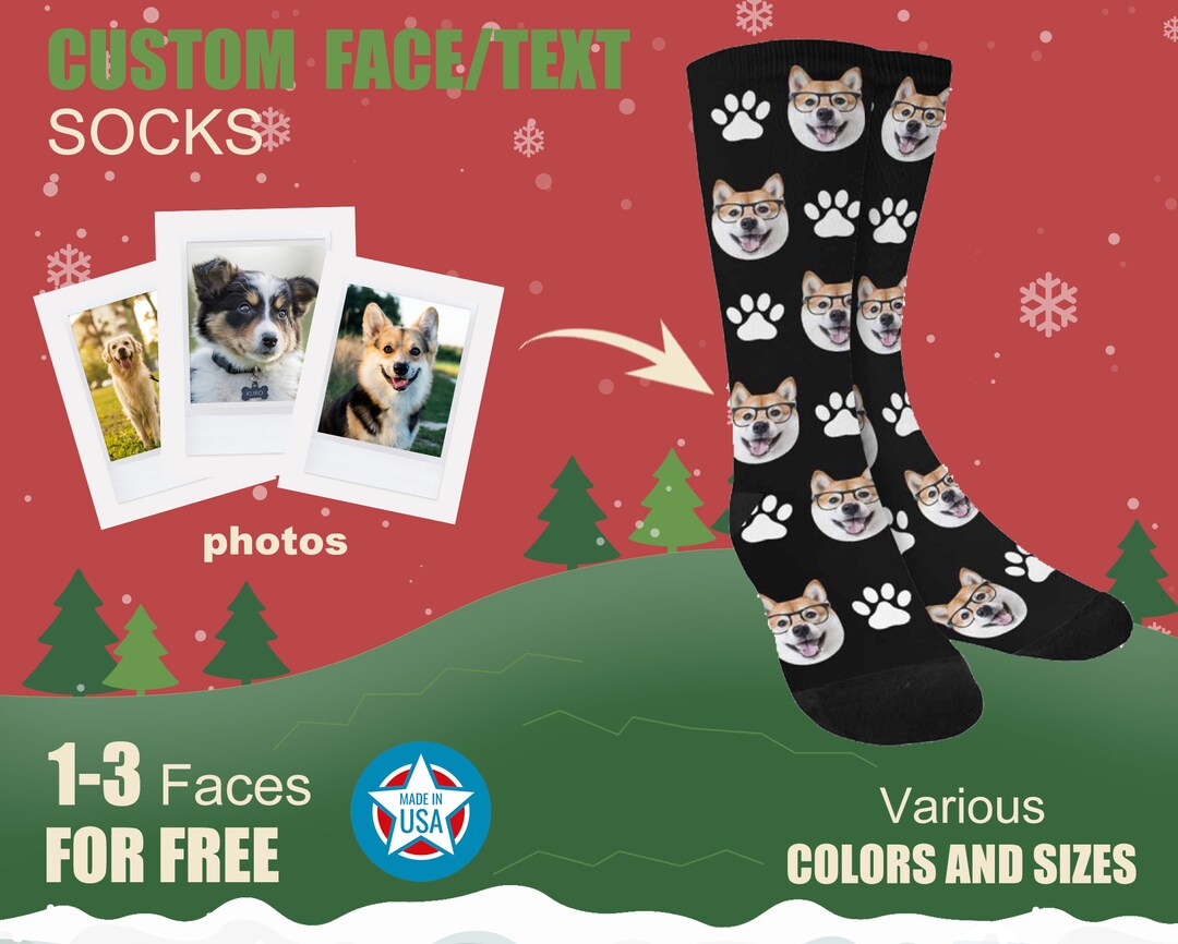 Custom Dog Face Socks,pet Photo Socks,personalized Funny Picture Socks