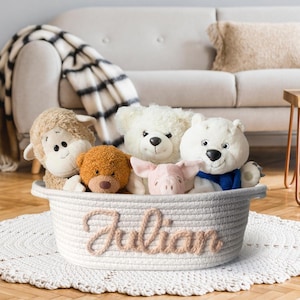 Personalisierter Babyparty-Geschenkkorb, Seil-Baumwollbaby-Geschenkkorb, Baby-Geschenkkorb, Spielzeugkorb, Neugeborenen Geschenk, Baby-Namensgeschenk, Geburtstagsgeschenk