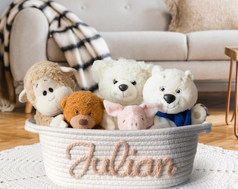Personalized Rope Baby Basket, Custom Name, Toy Storage