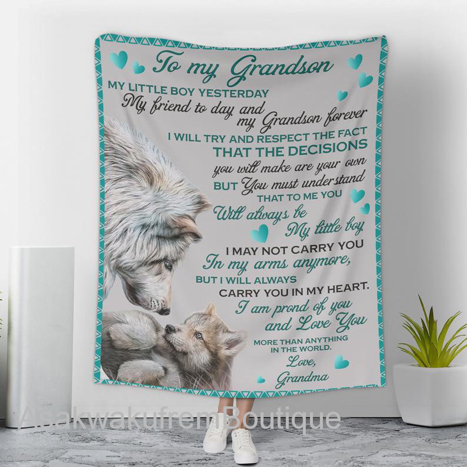 To My Grandson Blanket To My Grandson Love From Grandma Etsy