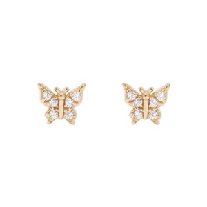 Gold Butterfly Earring Stud Sleeper Earring Dainty Gold - Etsy