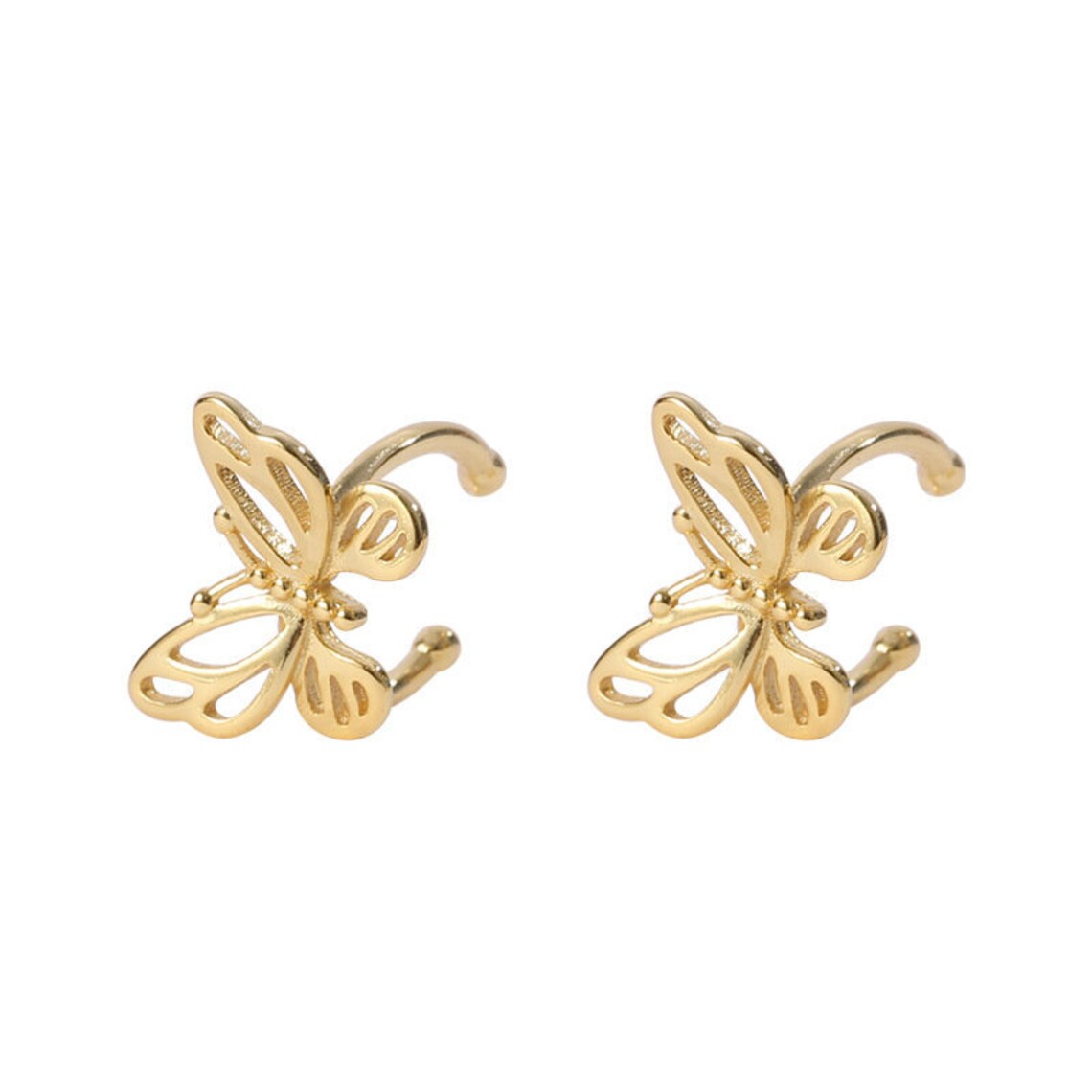 Butterfly Ear Cuff 14k gold Ear wrap-clip earring no | Etsy