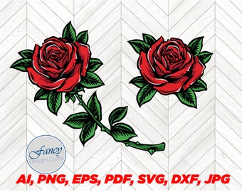 Download Red Rose Svg Etsy