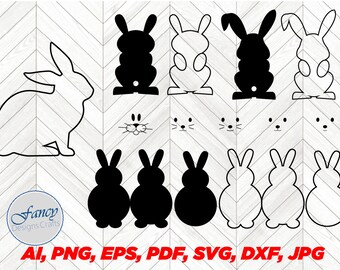 Easter Bunny Shape SVG, Rabbit DXF, Rabbit Shape svg, Cricut, Silhouette, ai, pdf, jpg and other formats