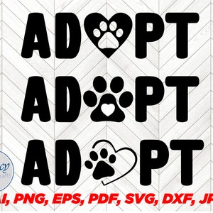 ADOPT Dog Paw svg bundle,  paw footprint svg, Dog love, cat paws svg, vector, ai, png, pdf, jpg and other formats
