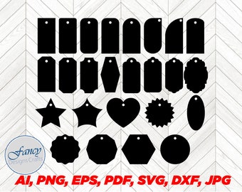 SVG Tags, SVG Tags Bundle, Tags Template, DXF, Label, Fabric, Gift, Custom, Cut File, Cricut, Silhouette ai, pdf, jpg and other formats