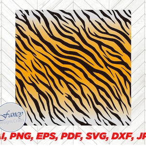 May include: A seamless digital paper pattern featuring a tiger stripe design in orange, black, and white.