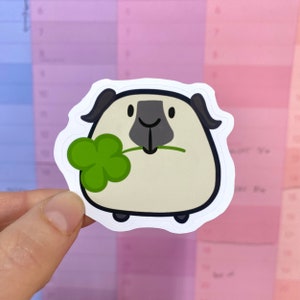 Cavia Lucky Shamrock gestanste vinylsticker (enkel), vinylstickers, stickers vinyl, schattige vinylstickers, aangepaste stickers vinyl, kawaii