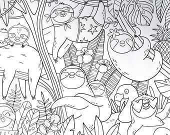 Sloths Cute Giant Activity Colouring in Poster