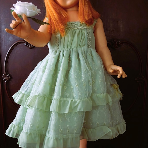 NEW! Summer! Tea length ruffled dress gown, Patti Playpal,Joanie Alexander, Janie, Patty, babyface, 35" companion doll custom dress,handsewn