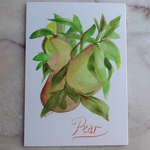 Peras pintadas à mão em aquarela de galho, peça de destaque de parede, arte de parede de quarto de boneca, acessório de boneca antiga, pintura country francesa, chique gasto
