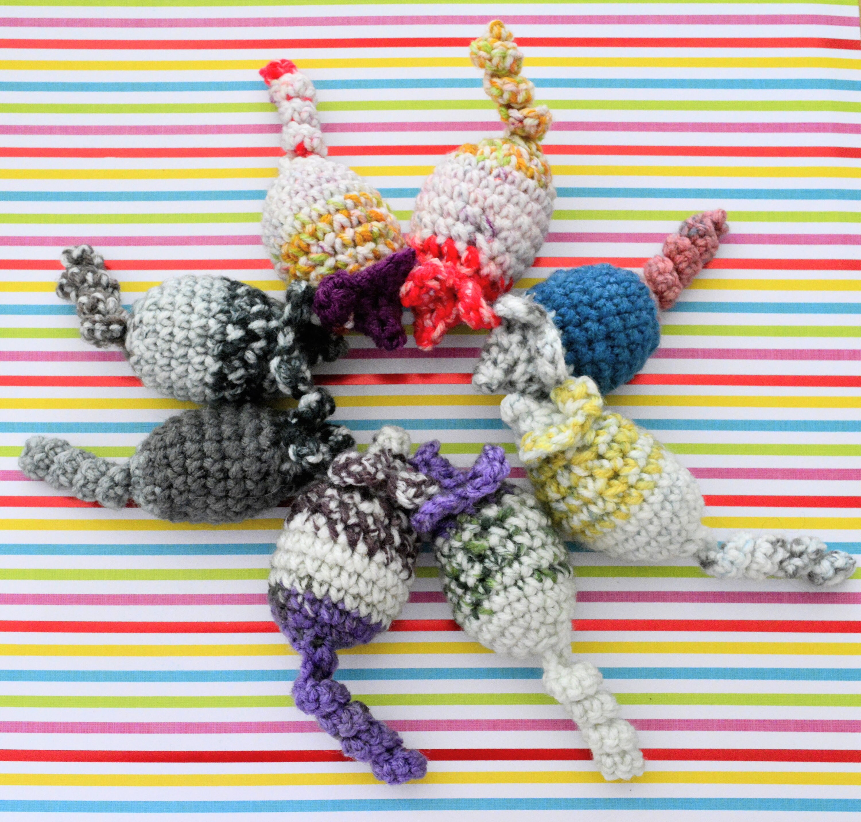 Striped Mice Crochet Catnip Cat Toy 2 Pack Etsy