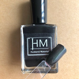 Kanima - Homemade Black with Metallic Green Sparkles Nail Polish - VEGAN