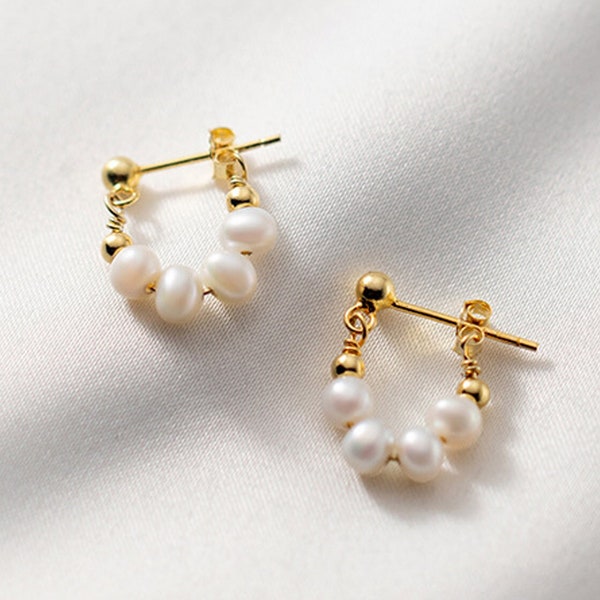 Gold Pearl Earrings - Etsy