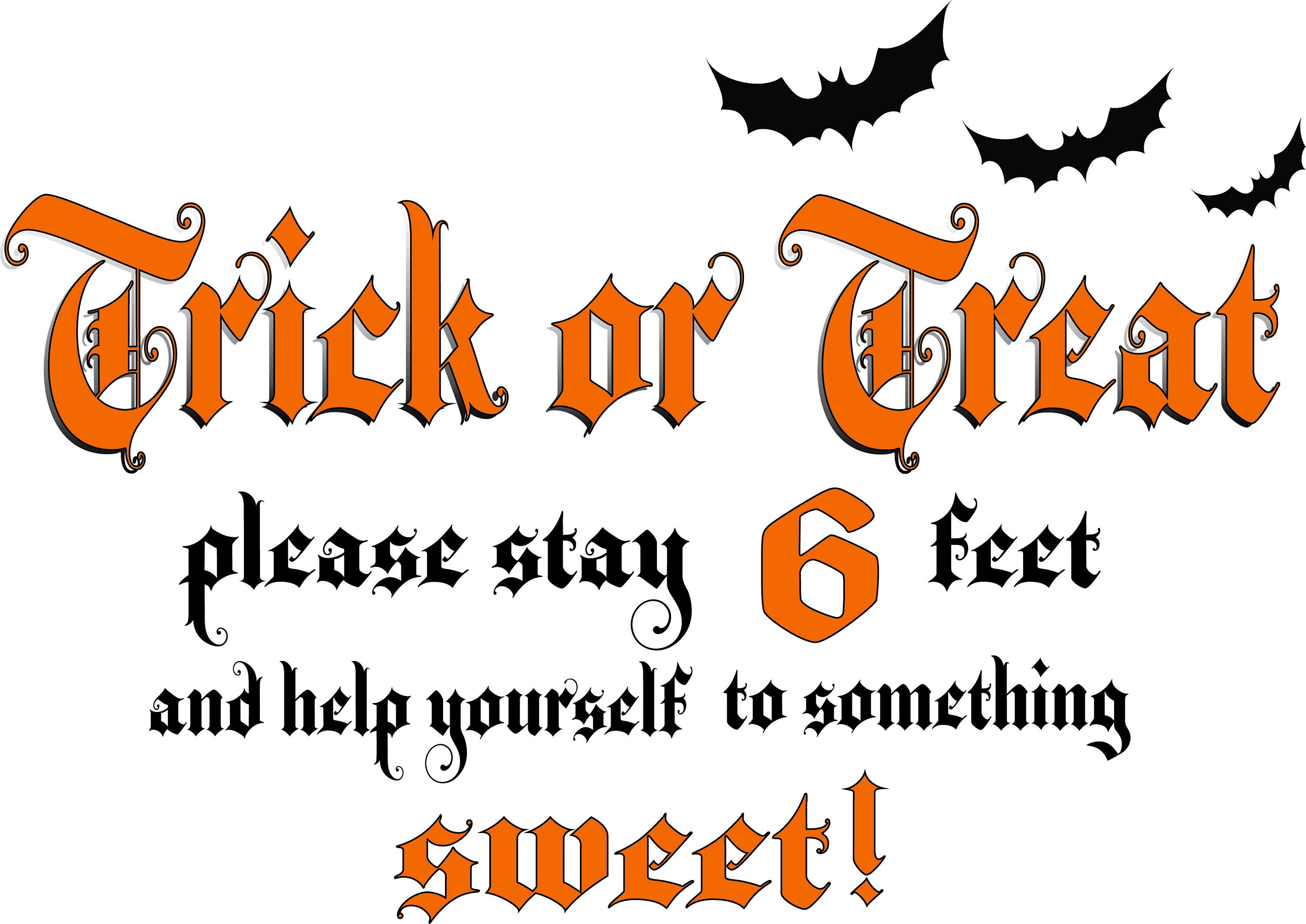 Trick or Treat Yard Sign Halloween Sign Social Distance Etsy
