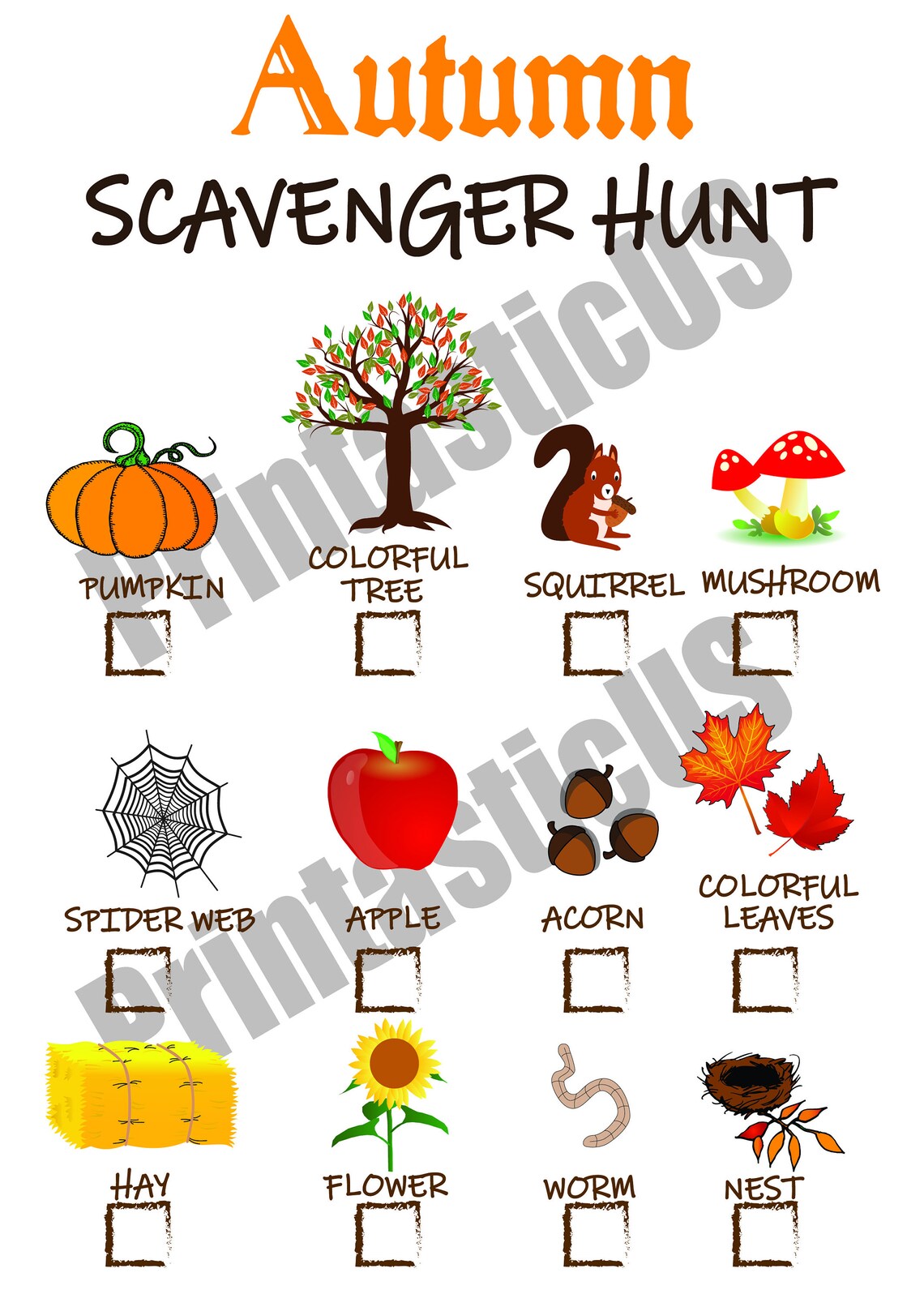 Autumn Scavenger Hunt Fall Activity Fun Outdoor activity for | Etsy