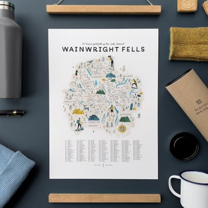 Wainwright Fells - Illustrated Map Checklist. The complete 214 Wainwright Fells of the Lake District by Oldfield Design Co