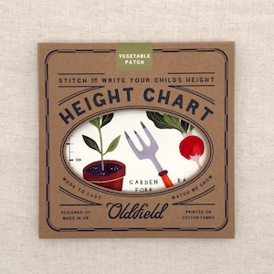 Veg Patch Height Chart - Children's Cotton Fabric Height Chart with Integrated Hanger