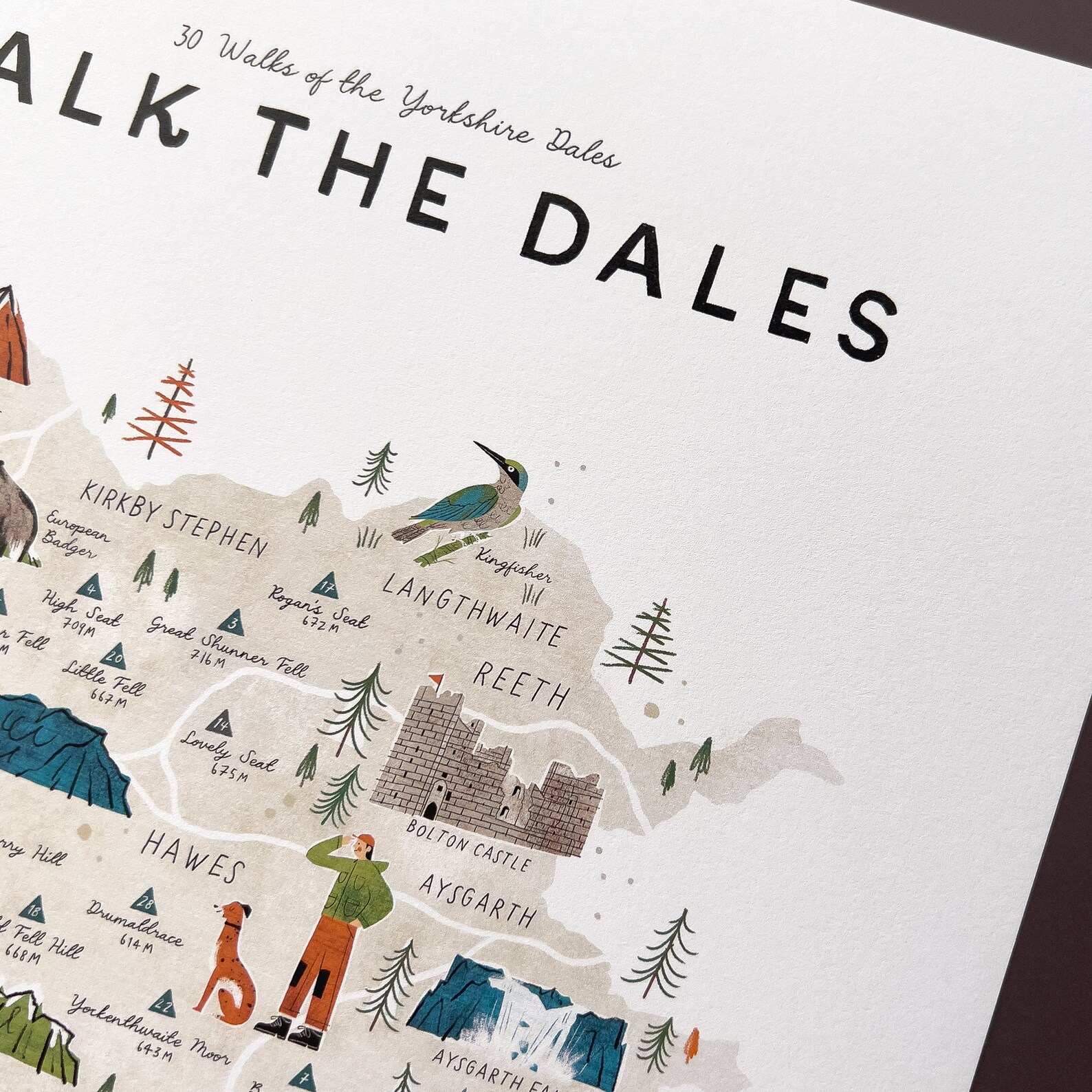 Walk the Dales A3 Illustrated Map Checklist. 30 Walks of the - Etsy UK