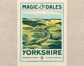 Vintage Visit The Yorkshire Dales - Art Print by Oldfield Design Co