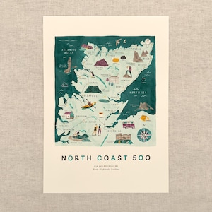 The North Coast 500 - A3 Illustrated Route Map by Oldfield Design Co